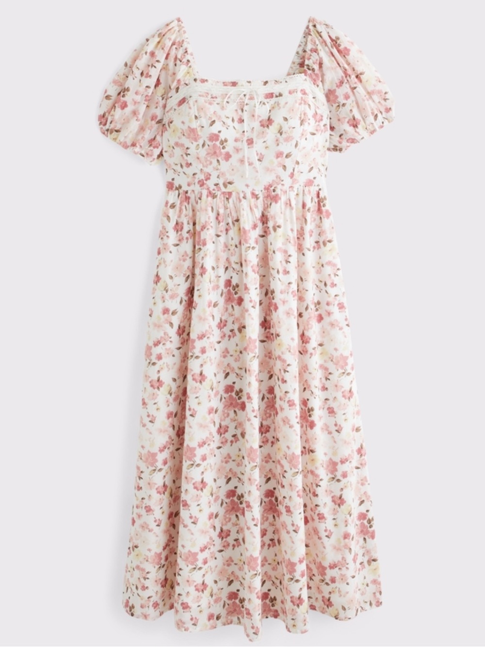 Abercrombie & Fitch Pink Floral Square-Neck Midi Dress - Picture 3 of 6